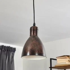 Lampes Industrielles-hofstein Suspension Timola Rouille, Noir, 1 lumière