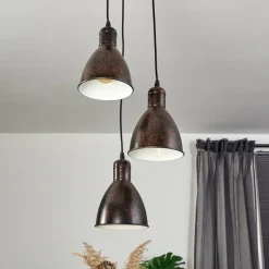 Lampes Industrielles-hofstein Suspension Timola Rouille, Noir, 3 lumières
