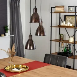 Lampes Industrielles-hofstein Suspension Timola Rouille, Noir, 3 lumières