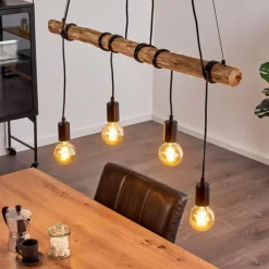 Style Boho-Chic-hofstein Suspension Tirana Brun, Noir, 4 lumières