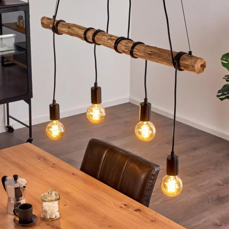 Style Boho-Chic-hofstein Suspension Tirana Brun, Noir, 4 lumières