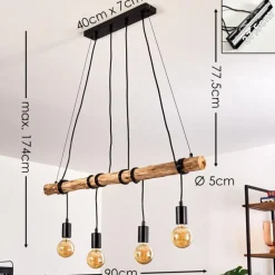 Style Boho-Chic-hofstein Suspension Tirana Brun, Noir, 4 lumières