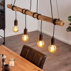 Style Boho-Chic-hofstein Suspension Tirana Brun, Noir, 4 lumières