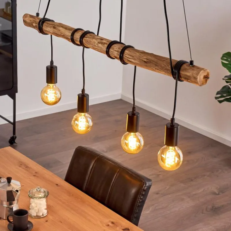 Style Boho-Chic-hofstein Suspension Tirana Brun, Noir, 4 lumières