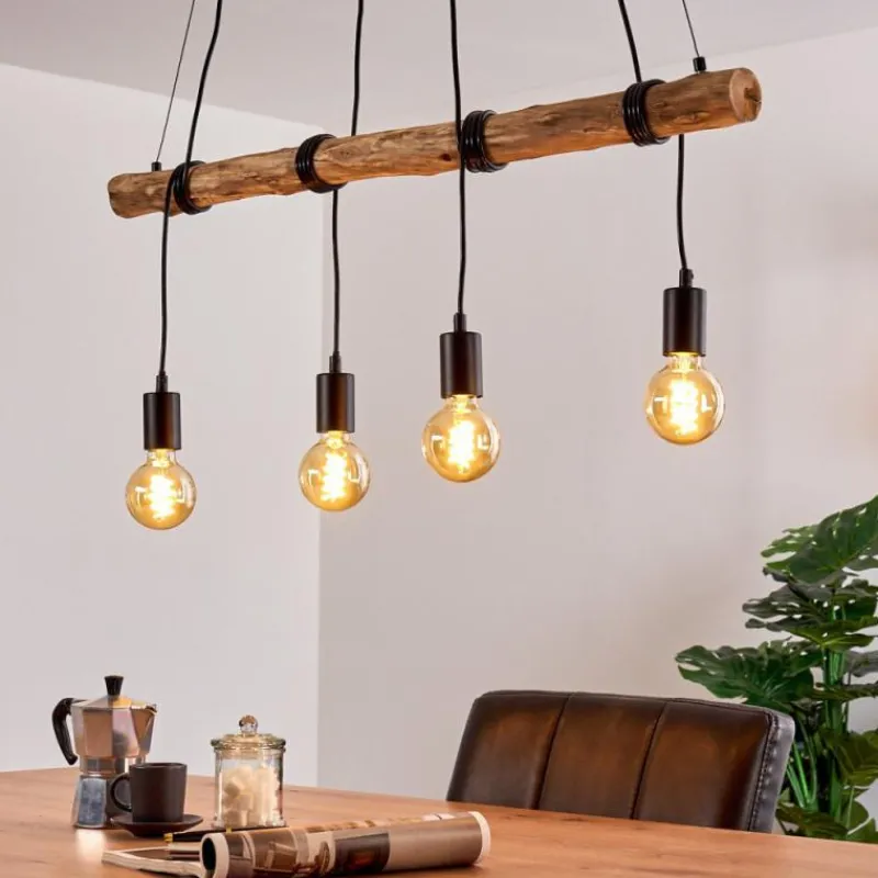 Style Boho-Chic-hofstein Suspension Tirana Brun, Noir, 4 lumières