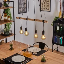 Lampes Vintages & Rétros-hofstein Suspension Tirana Écru, Noir, 4 lumières