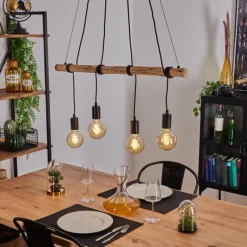 Lampes Vintages & Rétros-hofstein Suspension Tirana Écru, Noir, 4 lumières