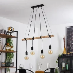 Lampes Vintages & Rétros-hofstein Suspension Tirana Écru, Noir, 4 lumières