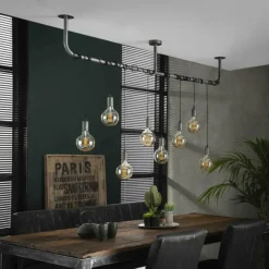 Lampes Industrielles-hofstein Suspension Tjergaast Argenté, 8 lumières