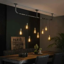 Lampes Industrielles-hofstein Suspension Tjergaast Argenté, 8 lumières