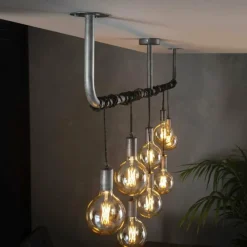 Lampes Industrielles-hofstein Suspension Tjergaast Argenté, 8 lumières