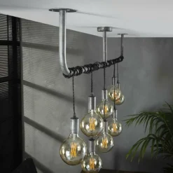 Lampes Industrielles-hofstein Suspension Tjergaast Argenté, 8 lumières