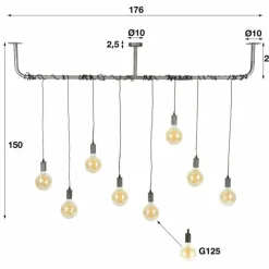 Lampes Industrielles-hofstein Suspension Tjergaast Argenté, 8 lumières