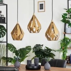 Lampes Dorées-hofstein Suspension Tobas Or, 3 lumières