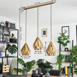 Lampes Dorées-hofstein Suspension Tobas Or, 3 lumières