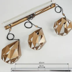 Lampes Dorées-hofstein Suspension Tobas Or, 3 lumières
