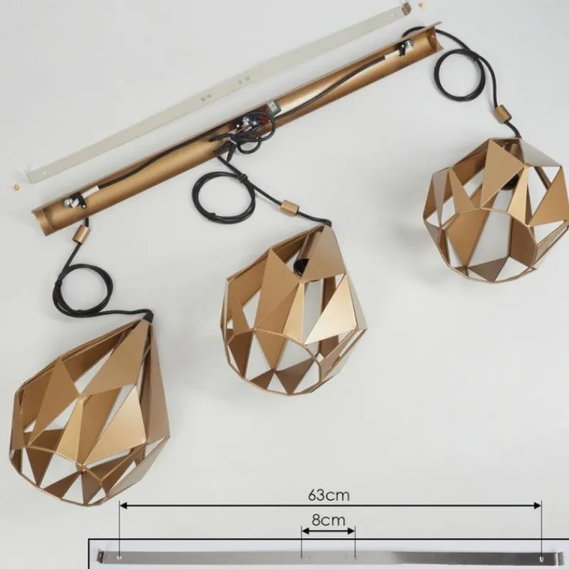 Lampes Dorées-hofstein Suspension Tobas Or, 3 lumières