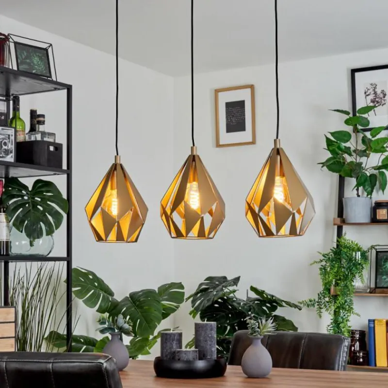 Lampes Dorées-hofstein Suspension Tobas Or, 3 lumières