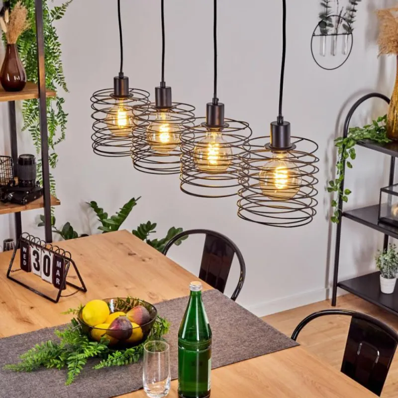 Lampes Industrielles-hofstein Suspension Tobuna Noir, 4 lumières