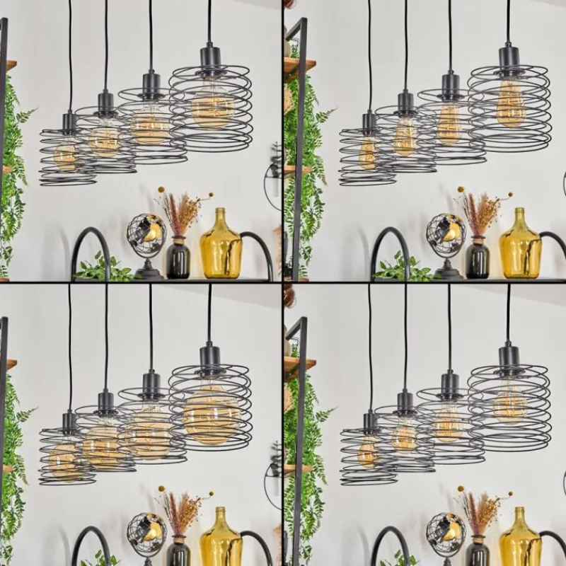 Lampes Industrielles-hofstein Suspension Tobuna Noir, 4 lumières