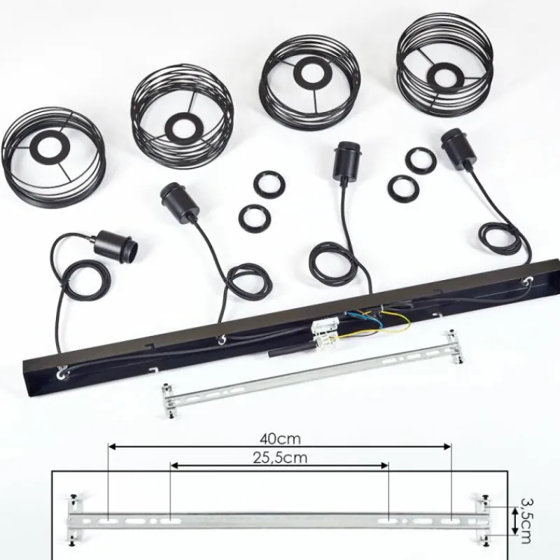 Lampes Industrielles-hofstein Suspension Tobuna Noir, 4 lumières