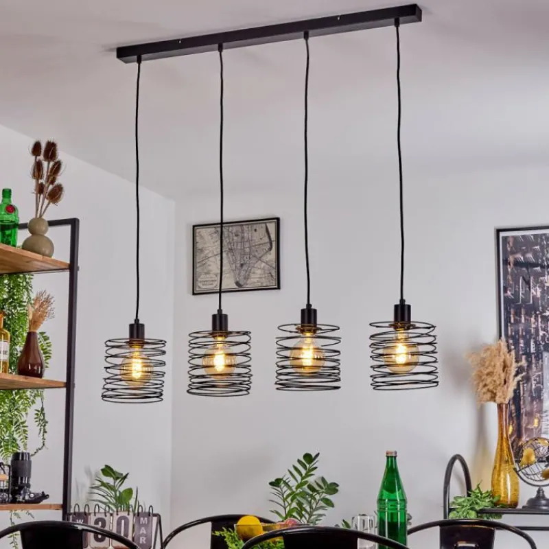 Lampes Industrielles-hofstein Suspension Tobuna Noir, 4 lumières