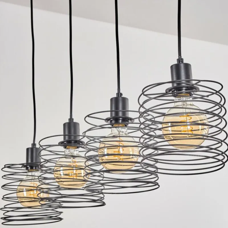 Lampes Industrielles-hofstein Suspension Tobuna Noir, 4 lumières