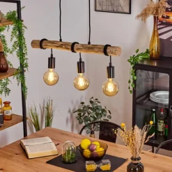 Luminaires Scandinaves-hofstein Suspension Toleda Écru, Noir, 3 lumières