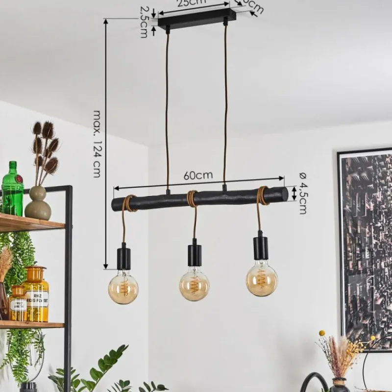 Style Boho-Chic-hofstein Suspension Toledo Noir, 3 lumières