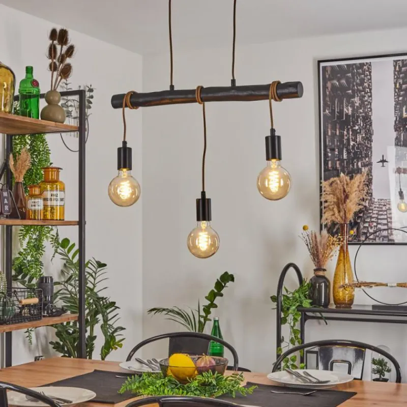 Style Boho-Chic-hofstein Suspension Toledo Noir, 3 lumières