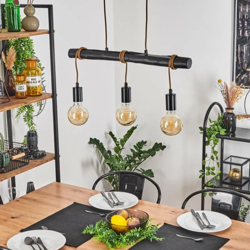 Style Boho-Chic-hofstein Suspension Toledo Noir, 3 lumières