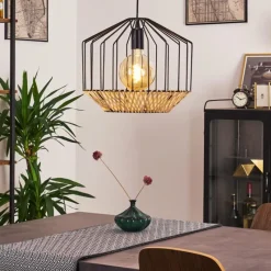 Style Boho-Chic-hofstein Suspension Tomu Noir, 1 lumière