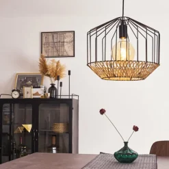 Style Boho-Chic-hofstein Suspension Tomu Noir, 1 lumière