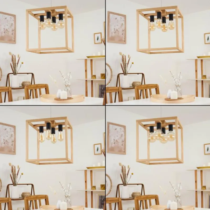 Style Boho-Chic-hofstein Suspension Torreglia Bois clair, 4 lumières