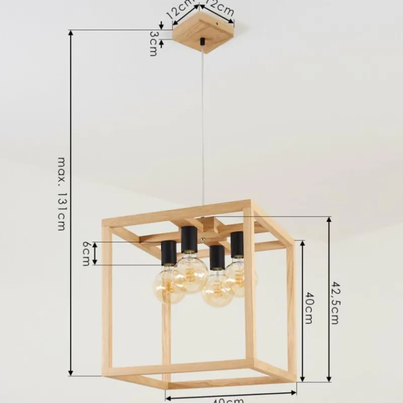 Style Boho-Chic-hofstein Suspension Torreglia Bois clair, 4 lumières