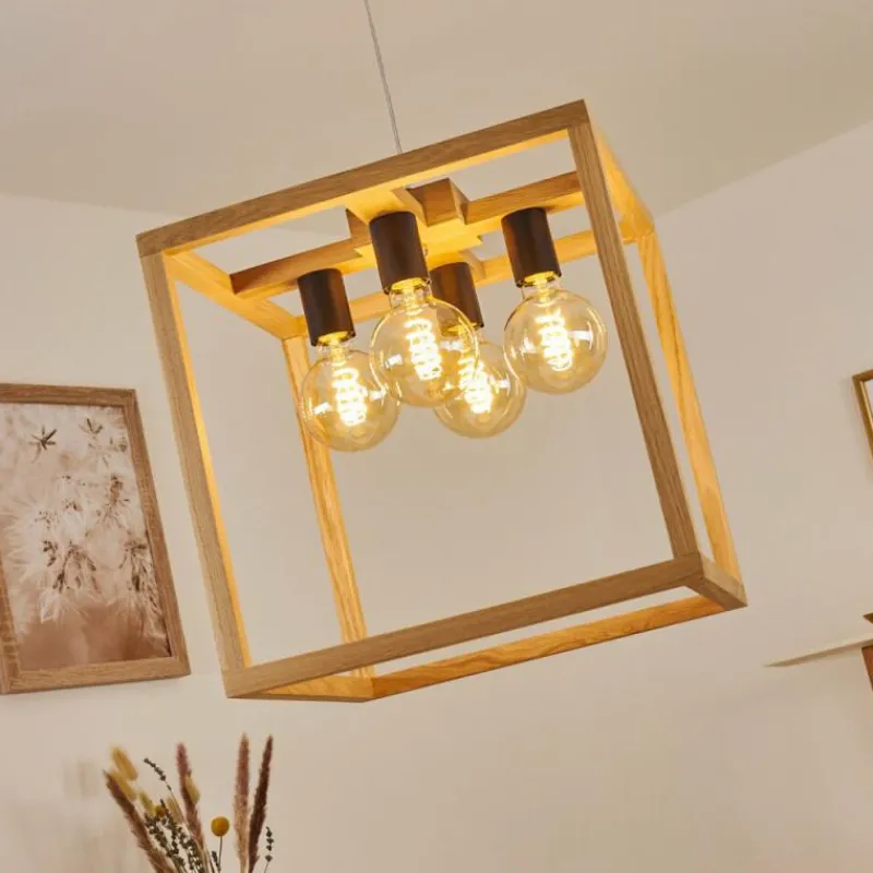 Style Boho-Chic-hofstein Suspension Torreglia Bois clair, 4 lumières
