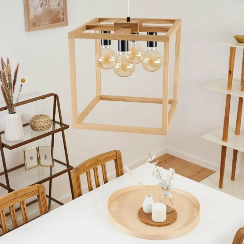 Style Boho-Chic-hofstein Suspension Torreglia Bois clair, 4 lumières