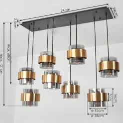 hofstein Suspension Traak Noir, 8 lumières