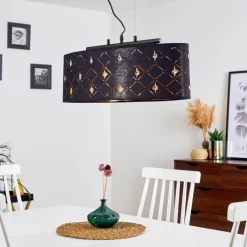 Lampes En Tissu-hofstein Suspension Trasancos Noir, 3 lumières