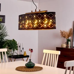 Lampes En Tissu-hofstein Suspension Trasancos Noir, 3 lumières