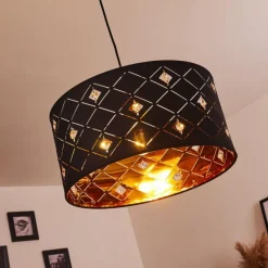 Lampes En Tissu-hofstein Suspension Trasancos Noir, 1 lumière