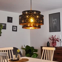 Lampes En Tissu-hofstein Suspension Trasancos Noir, 1 lumière