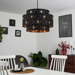 Lampes En Tissu-hofstein Suspension Trasancos Noir, 1 lumière