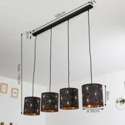 Lampes En Tissu-hofstein Suspension Trasancos Noir, 4 lumières