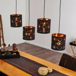 Lampes En Tissu-hofstein Suspension Trasancos Noir, 4 lumières