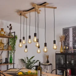 Lampes Vintages & Rétros-hofstein Suspension Treherne Écru, Noir, 9 lumières