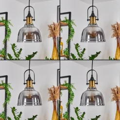 Suspension Verre Fumé-hofstein Suspension Trejos Laiton, Noir, 1 lumière