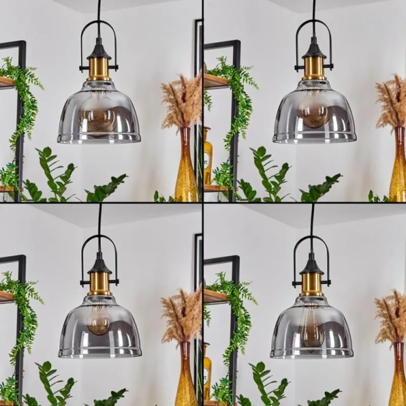 Suspension Verre Fumé-hofstein Suspension Trejos Laiton, Noir, 1 lumière