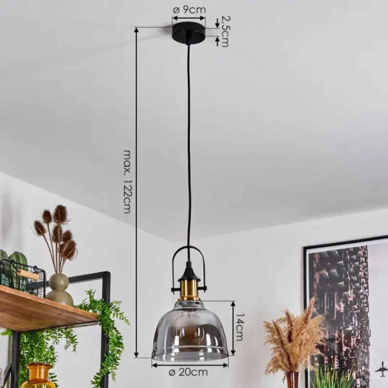 Suspension Verre Fumé-hofstein Suspension Trejos Laiton, Noir, 1 lumière