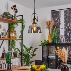 Suspension Verre Fumé-hofstein Suspension Trejos Laiton, Noir, 1 lumière